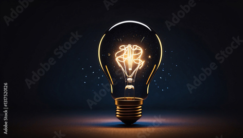 Radiant Glowing Light Bulb on a Dark Background Inspiring Creativity and Innovative Ideas