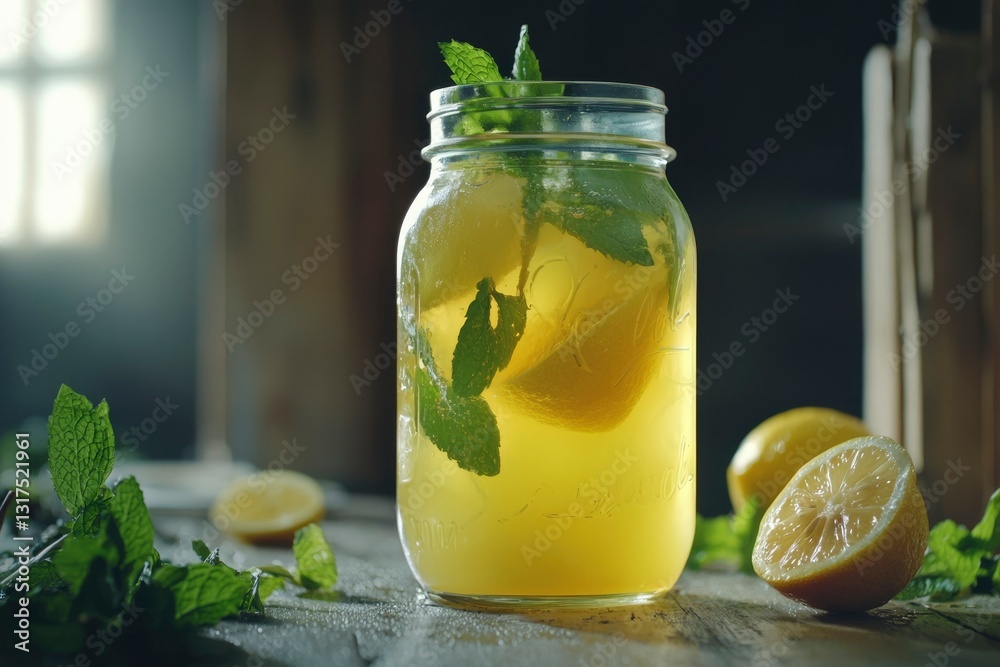 Refreshing Lemonade Drink With Mint In A Jar Refreshing Lemonade Drink With Mint In A Jar