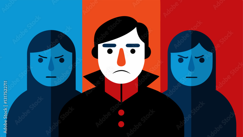 Personality Portrait A triptych showing three distinct portraits one of a selfabsorbed figure another of a scheming planner and the last of a cold emotionless person illustrating Personality Portrait A triptych showing three distinct portraits one of a selfabsorbed figure another of a scheming planner and the last of a cold emotionless person illustrating
