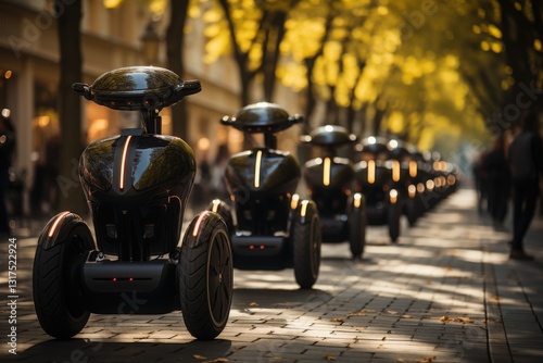 A segway tour group in a city park