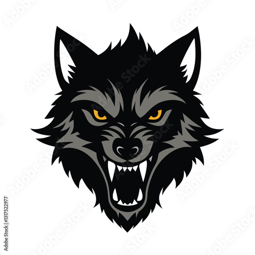 The hand-drawn, inked sketch of the irate wolf's head—engraving