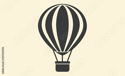 Hot air balloon line drawing vector, a line drawing of a hot air balloon 