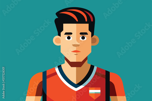 A unique player character features exaggerated proportions and athletic attire, ready for interactive gameplay, Select player Customizable Disproportionate Illustration