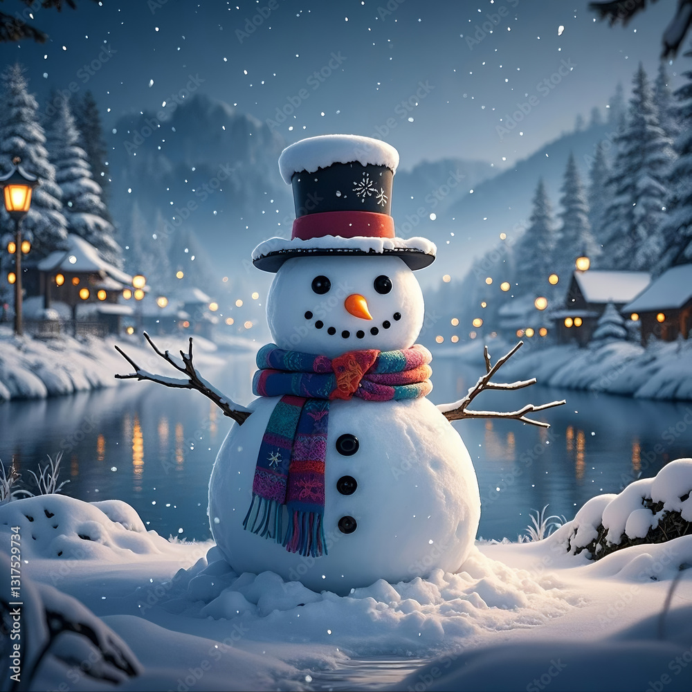 Obraz premium Schneemann am See