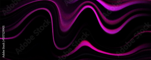 Black deep dark violet purple fuchsia magenta pink white abstract background. Color gradient ombre blurred wave. Grain noise mesh particle
