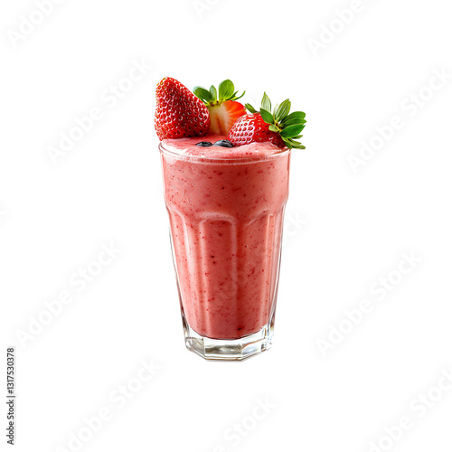 strawberry smoothie in a glass isolated on a transparent background, in a PNG format