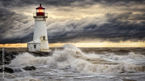 Stormy Sea Lighthouse Beacon Hope.