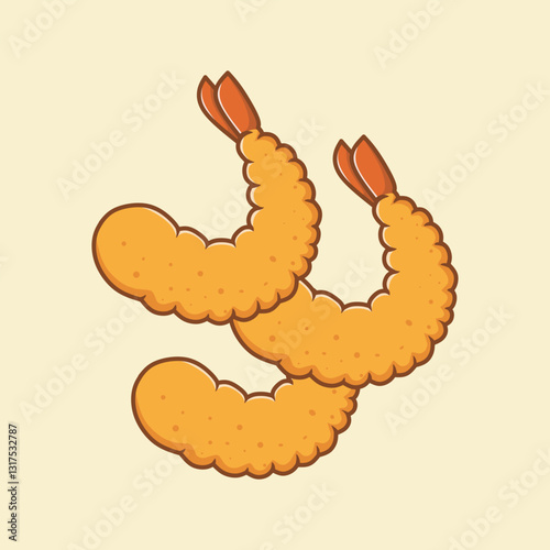 tempura fried ebi or fried shrimp. Suitable for decoration, sticker, icon, and others.