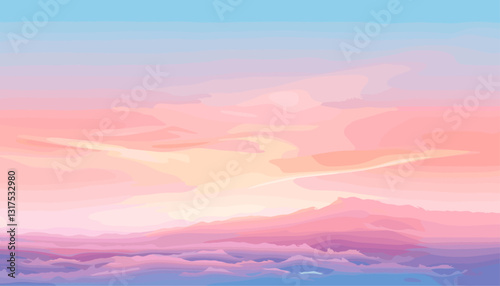 Romantic sunrise sky background, pastel colors vector, soft colors, beautiful sky, warm pastel, peaceful landscape, morning sky, serene backdrop, horizon, dreamy sky