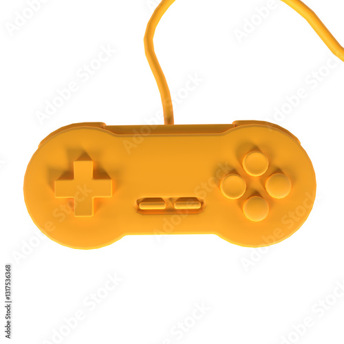 Colorful 3D rendering of a yellow retro game controller design