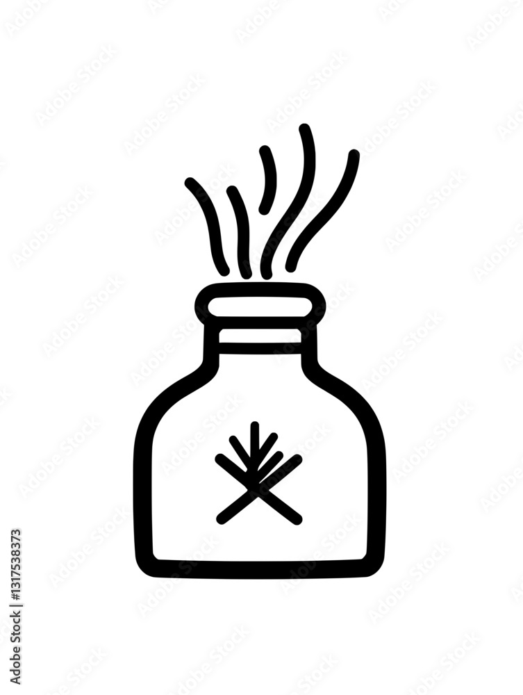 Obraz premium Creative representation of a whimsical potion bottle with swirling steam emanating from its opening