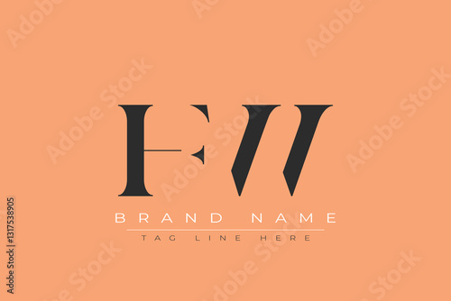 HFW abstract letter logo design. This logo is designed by three abstract letters. photo