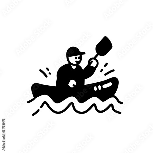 Enjoying a day of adventure, a kayaker navigates through gentle waves in a serene body of water, embracing the thrill of the outdoors