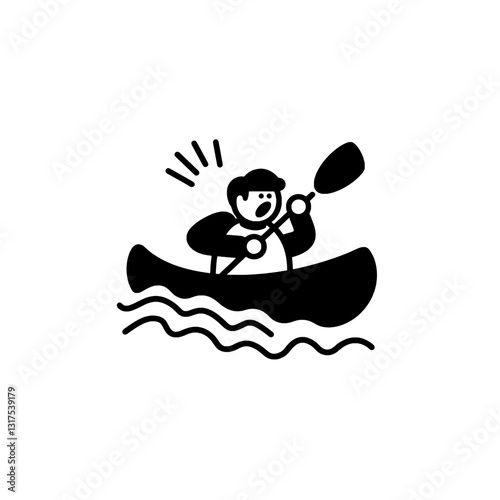 Enjoying a serene kayak adventure on calm waters with a friendly paddler navigating the gentle waves