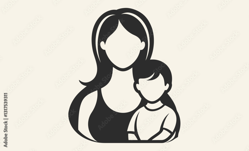 Mother with children silhouette, Mother's Day vector illustration, silhouette mother with a Daughter, mother with a son Vector illustration for Mother's Day. Mother with children silhouette, Mother's Day vector illustration, silhouette mother with a Daughter, mother with a son Vector illustration for Mother's Day.