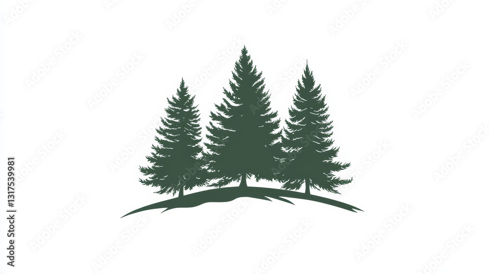 Obraz premium Tree outdoor travel green silhouette forest badge coniferous natural badge tops line spruce vector.