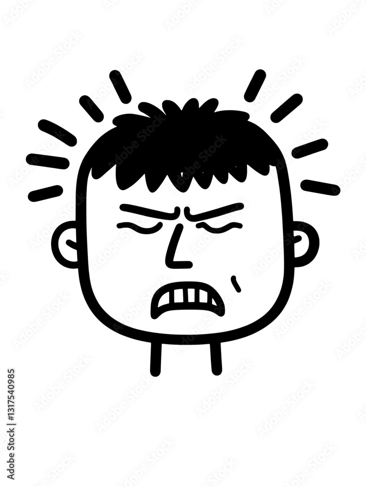 Frustration expressed through a bold vector illustration featuring a distressed character with emphasized features
