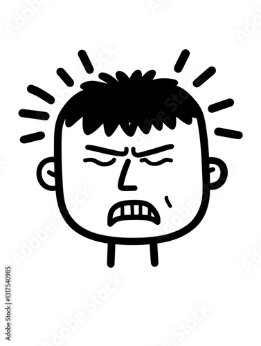 Frustration expressed through a bold vector illustration featuring a distressed character with emphasized features