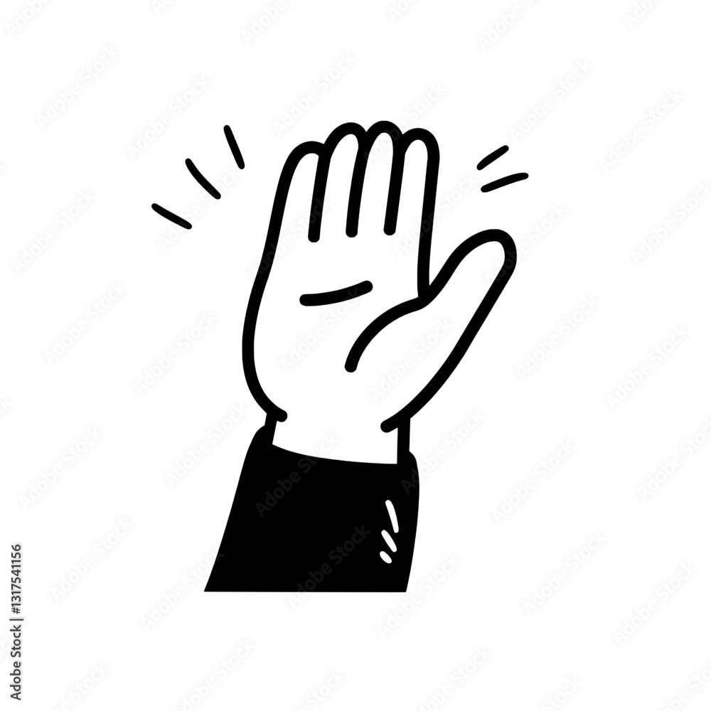 Waving hand graphic representing greeting and connection in a modern, playful style Waving hand graphic representing greeting and connection in a modern, playful style