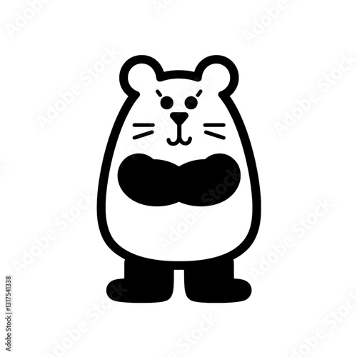 Creative black and white vector illustration of a strong bear character showing confidence and charm