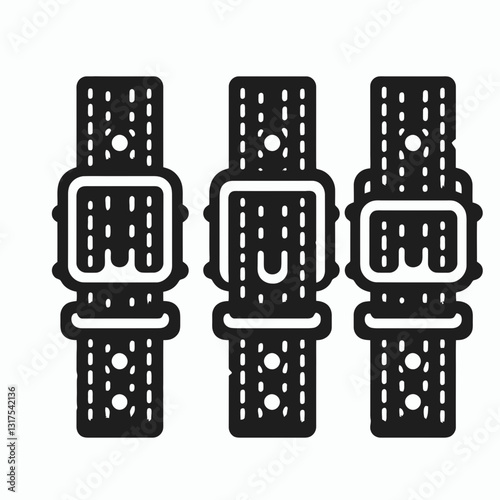 very simple flat and minimalist Velcro Strap silhouette in black on a white background