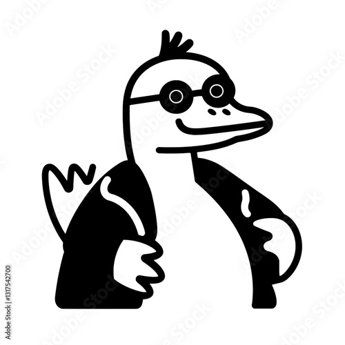 Stylish platypus character wearing glasses and a jacket showcases unique charm in a whimsical design