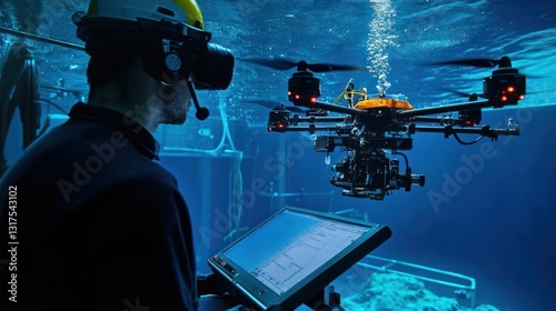 Deep-sea research: AI-driven drone exploration with human oversight in aquatic habitat photo