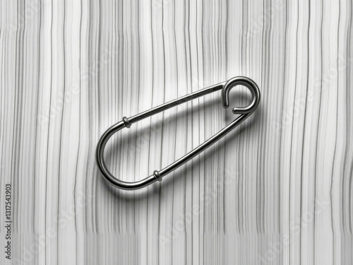 Obraz na płótnie A silver bobby pin is sitting on a wooden surface. The bobby pin is bent and twisted, and it is a vintage piece. The image has a vintage and nostalgic feel to it w salonie