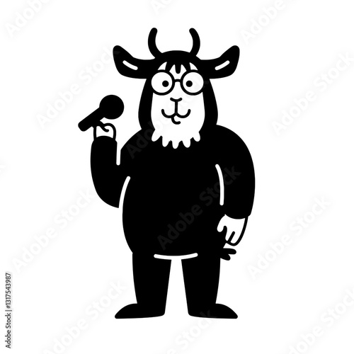 Charming cartoon creature holds a microphone, ready to entertain an eager audience with its delightful performance