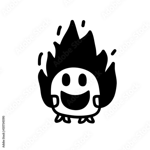 Joyful creature dancing in firelight with playful spirit and charming expression