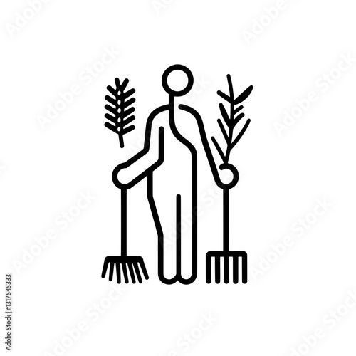 Gardening enthusiast holds tools with joy, cultivating plants under a sunny sky during a vibrant spring afternoon