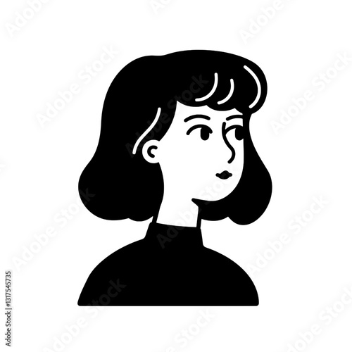 Creative portrait of a young woman with a bob hairstyle in a minimalist style showcasing modern design elements