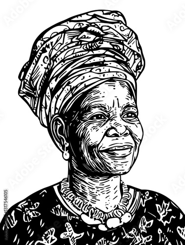 Celebrating wisdom and beauty through the artful portrayal of an elegant elder woman in traditional attire
