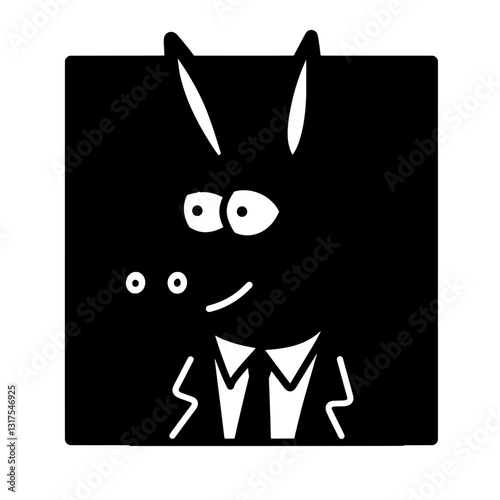 Creative vector illustration of a cartoon donkey dressed in formal attire expressing a whimsical character in a stylish design