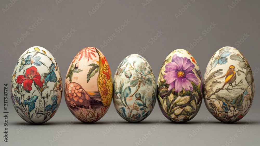 Easter eggs painted with spring pattern vector illustration. Easter eggs painted with spring pattern vector illustration.