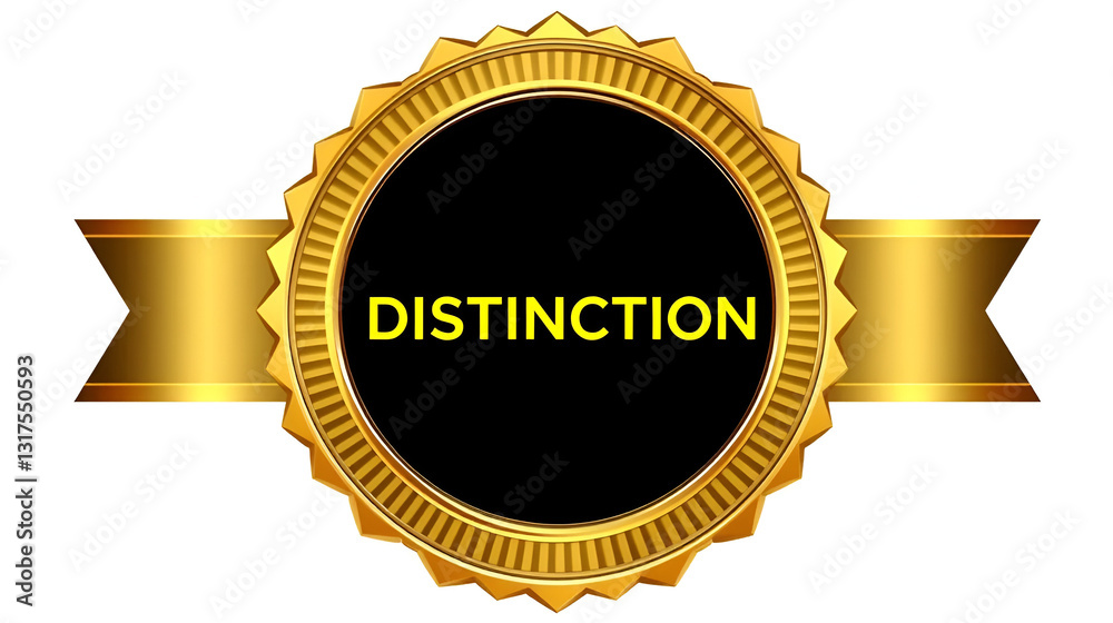 Golden Badge of Distinction: A golden badge with a black center, ready for your message or logo. This prestigious emblem suggests excellence, quality, and achievement. It is perfect for awards. Golden Badge of Distinction: A golden badge with a black center, ready for your message or logo. This prestigious emblem suggests excellence, quality, and achievement. It is perfect for awards.