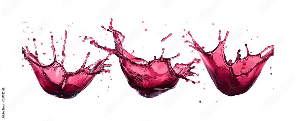 Red wine splashes, set of splashes vector, wine liquid design, vector splash art, red wine artwork, wine splash illustration, creative splash effect, dynamic splash design