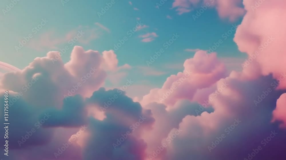 Farbige Abendwolken mit sanften Pastelltönen am Himmel