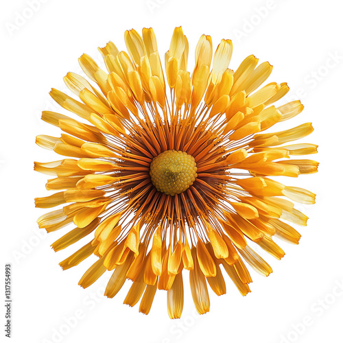 Obraz na płótnie Bright yellow flower with a circular arrangement of petals showcasing vibrant natural beauty. isolated on white background and transparent background w salonie