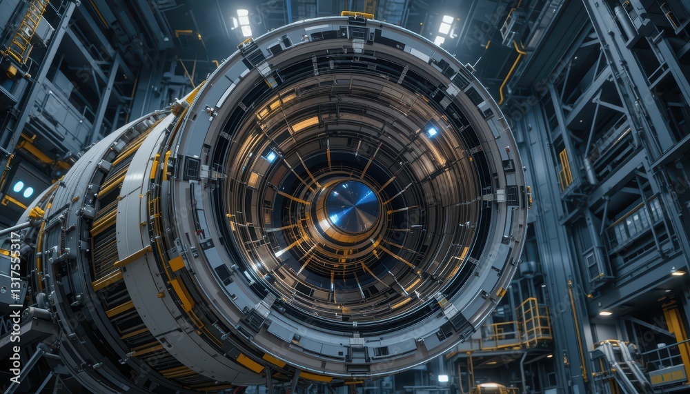 Obraz premium High-Tech Industrial Engine Component in Modern Manufacturing Facility