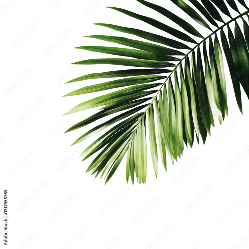 Fototapeta premium Palm leaf vibrant green abstract art nature tropical design,