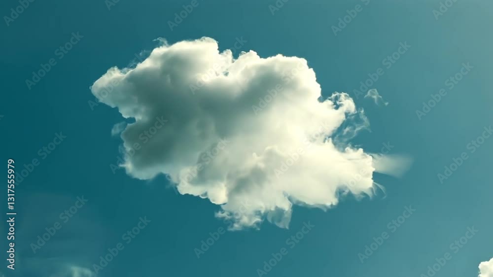 Kleine isolierte Cumuluswolke im weiten blauen Himmel