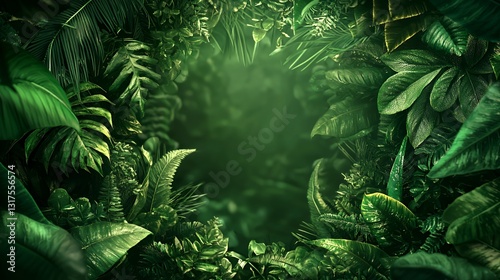 Wallpaper Mural Lush Green Tropical Leaves Frame Background Torontodigital.ca