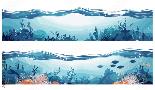 ocean seascapes, underwater world, marine life, coral reef, tranquil ocean, tropical fish, serene waters, aquatic nature, sea creatures, peaceful deep sea, oceanic view