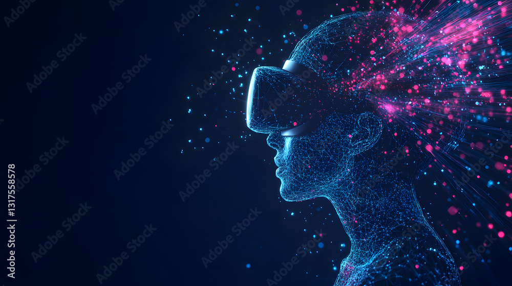 Virtual reality experience with digital mind explosion