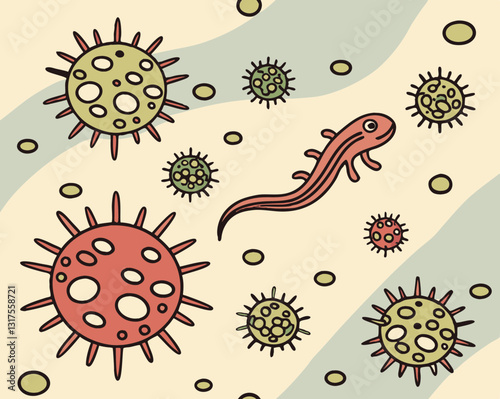 seamless pattern with bacteria