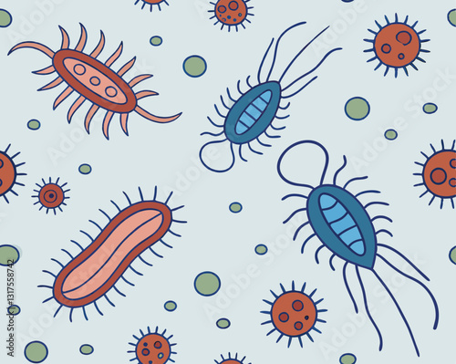 seamless pattern with bacteria