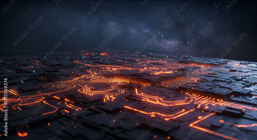 Futuristic Circuit Lines & Intricate Cosmic Patterns in Digital Innovation Futuristic Circuit Lines & Intricate Cosmic Patterns in Digital Innovation