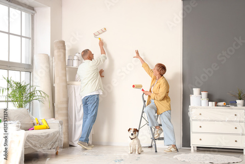 Mature couple with dog pain...