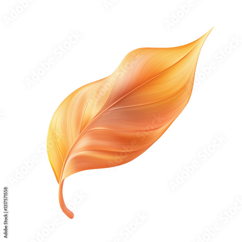 Pastel colored leaf falling softly in gentle autumn breeze during quiet afternoon